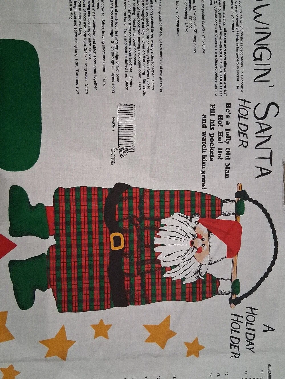 Vintage Swingin' Santa Holder Cut & Sew Fabric Panel by ©Springs Industries